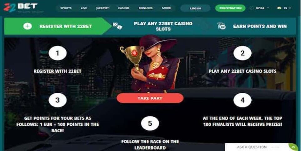 weekly race at 22BET Casino